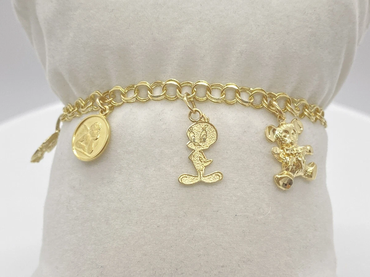 14k Yellow Gold Charm Bracelet 6.75 eBay