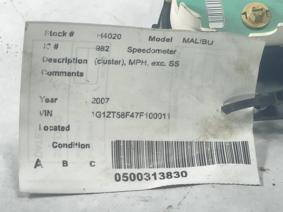 Medidor de velocímetro usado se adapta a: Chevrolet Malibu Cluster 2007 MPH exc. SS Grado A Foto 4 de 4