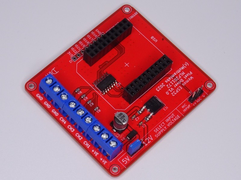 4 Channel Wemos ESP32 - WS2811/WS2812 LED Driver Board - WLED - FastLED - 5V/12V