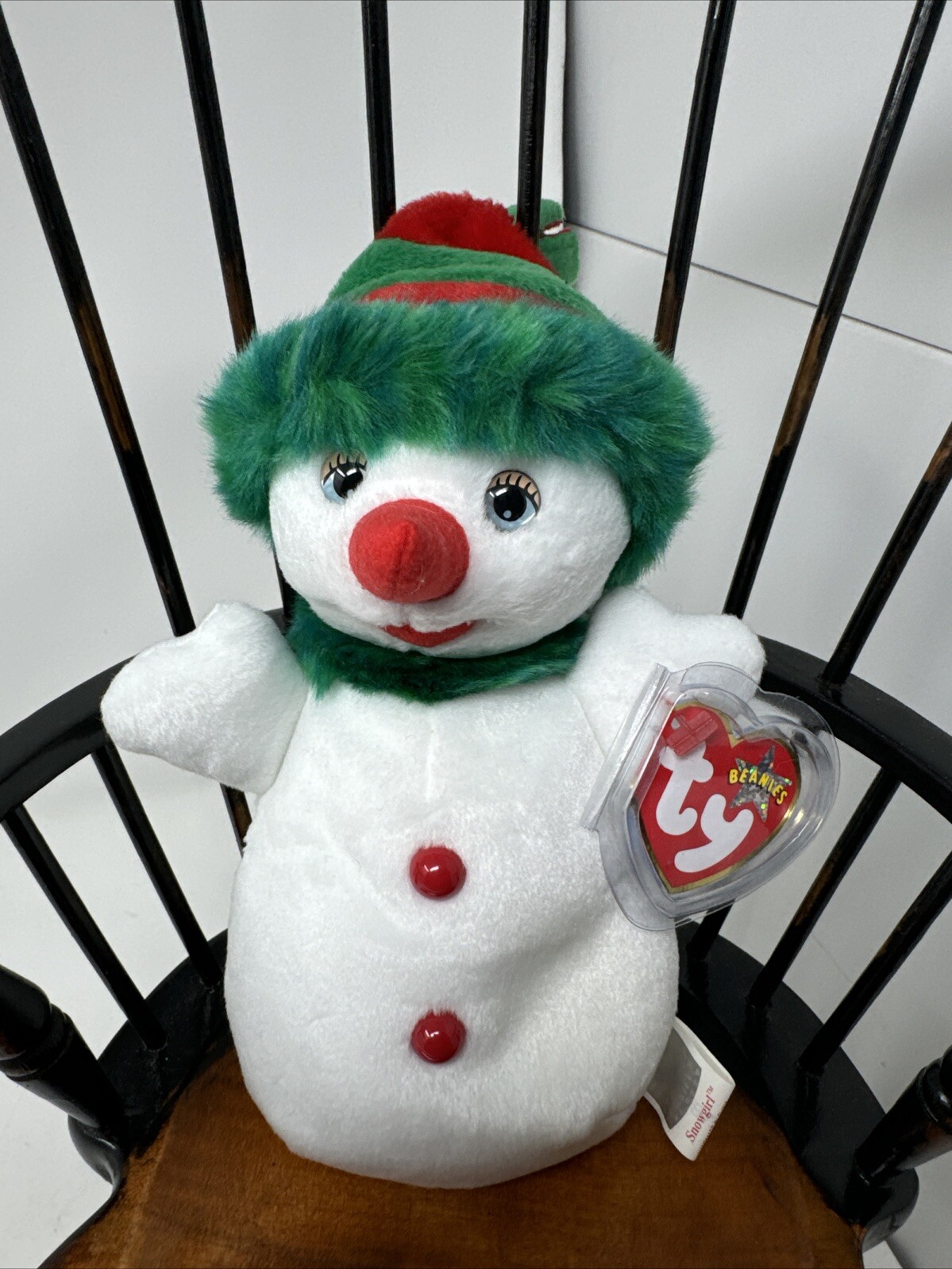 Vintage Ty Beanie Baby Babies Snowgirl The Snow Woman With Tag In Protector