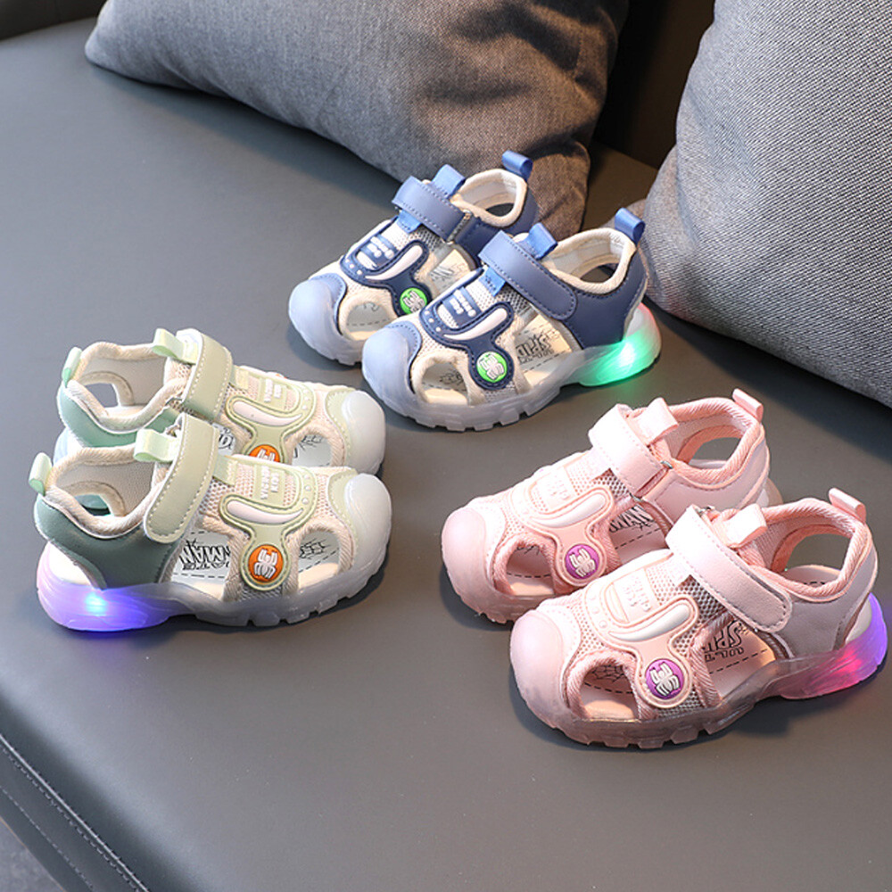 SAOLA Sandali IlluminatiSuola Morbida Scarpe da Passeggio Neonato con Protezione Punta e Calci