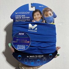 Mission Cooling Neck Gaiter Multifunctional Face  Neck Cover Blue Ages 8 Lot 2