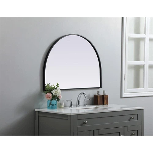 Elegant Decor Ayra 33x24" Arch Modern MDF Wood/Iron Mirror in Black - Picture 8 of 9