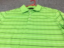 Walter Hagen Polo Shirt Mens Medium Green Striped Performance Breathable