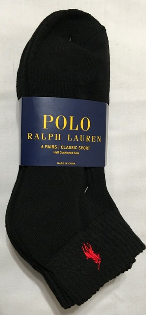 Mens Polo Ralph Lauren Sport Socks 6 Pairs Black for sale online | eBay
