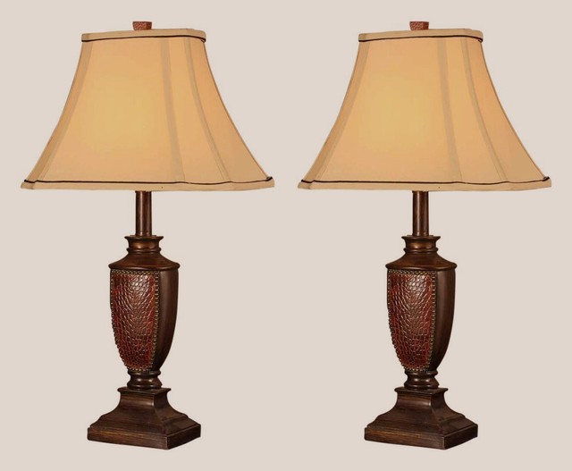 Table Lamp Set Of 2 Antique Style Desk Light Nightstand Lamps Reddish Brown New For Sale Online