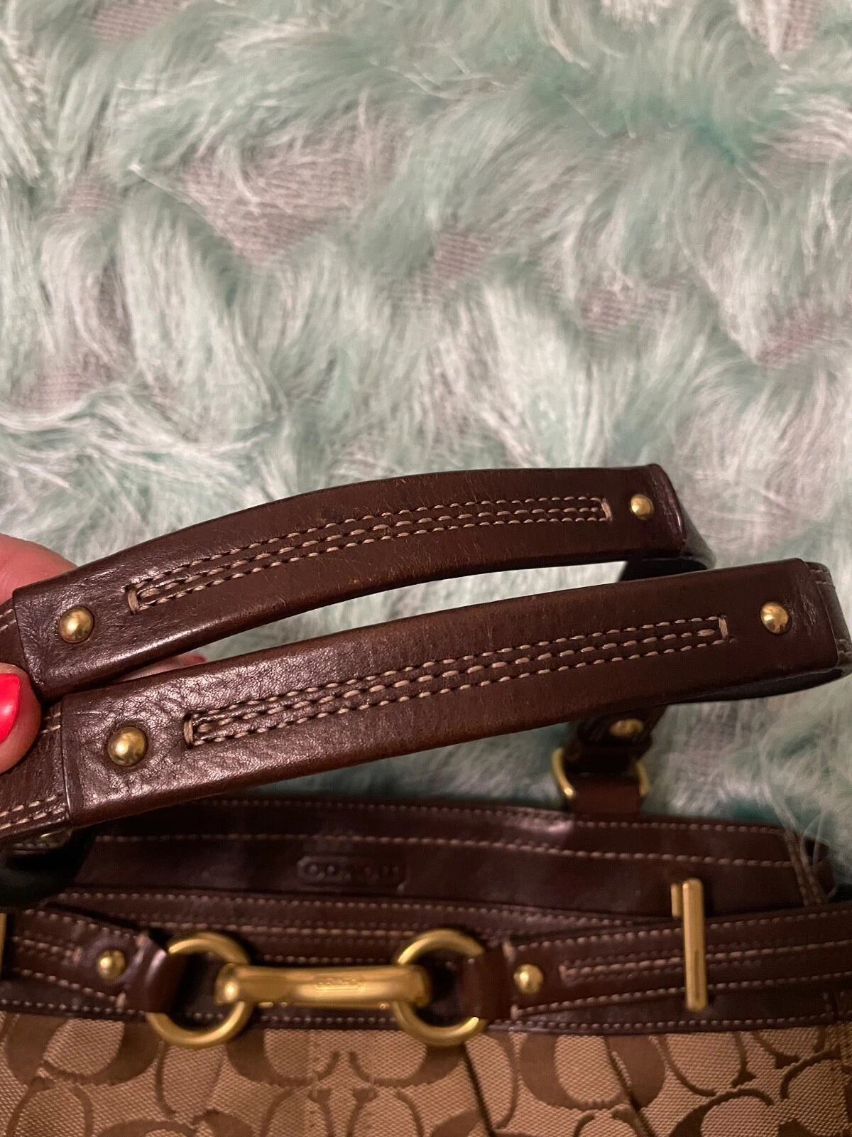 Borsa Coach firmata logo pelle marrone MedHand Bag
