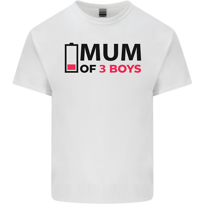 Lustiges Herren-T-Shirt Mutter von drei Jungen Muttertag leicht Baumwolle