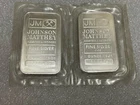 Vintage Johnson Matthey .999 Fine Silver Bars- Lot Of 2 Consecutive Serial #’s