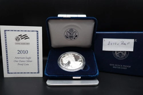 2010-W Proof American Silver Eagle Dollar $1 Box & COA US Mint Bullion OGP #2