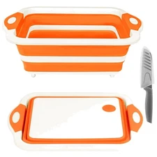 Elegant Orange Collapsible Cutting Board - Convenient for Home & Outdoor Cooking