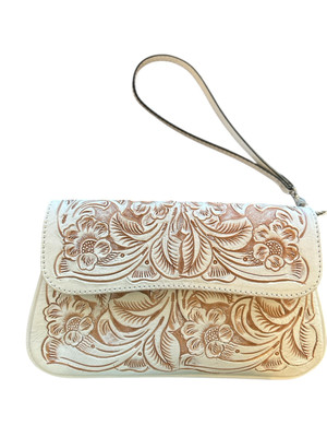 Mauzari Hand/tooled Clutch/crossbody/wristlet   Leather