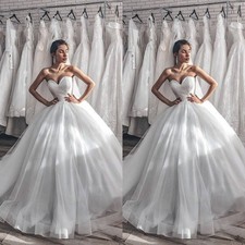 Classic Wedding Dresses Sweetheart White Ivory Tulle Sweep Train Bridal Gowns