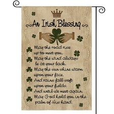 St Patricks Day Garden Flag 12x18 Inch Double Sided Outside, An Irish Blessing Q