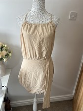 Pretty Little Thing Size 12 Dress Halter Neck Beige Summer PLT