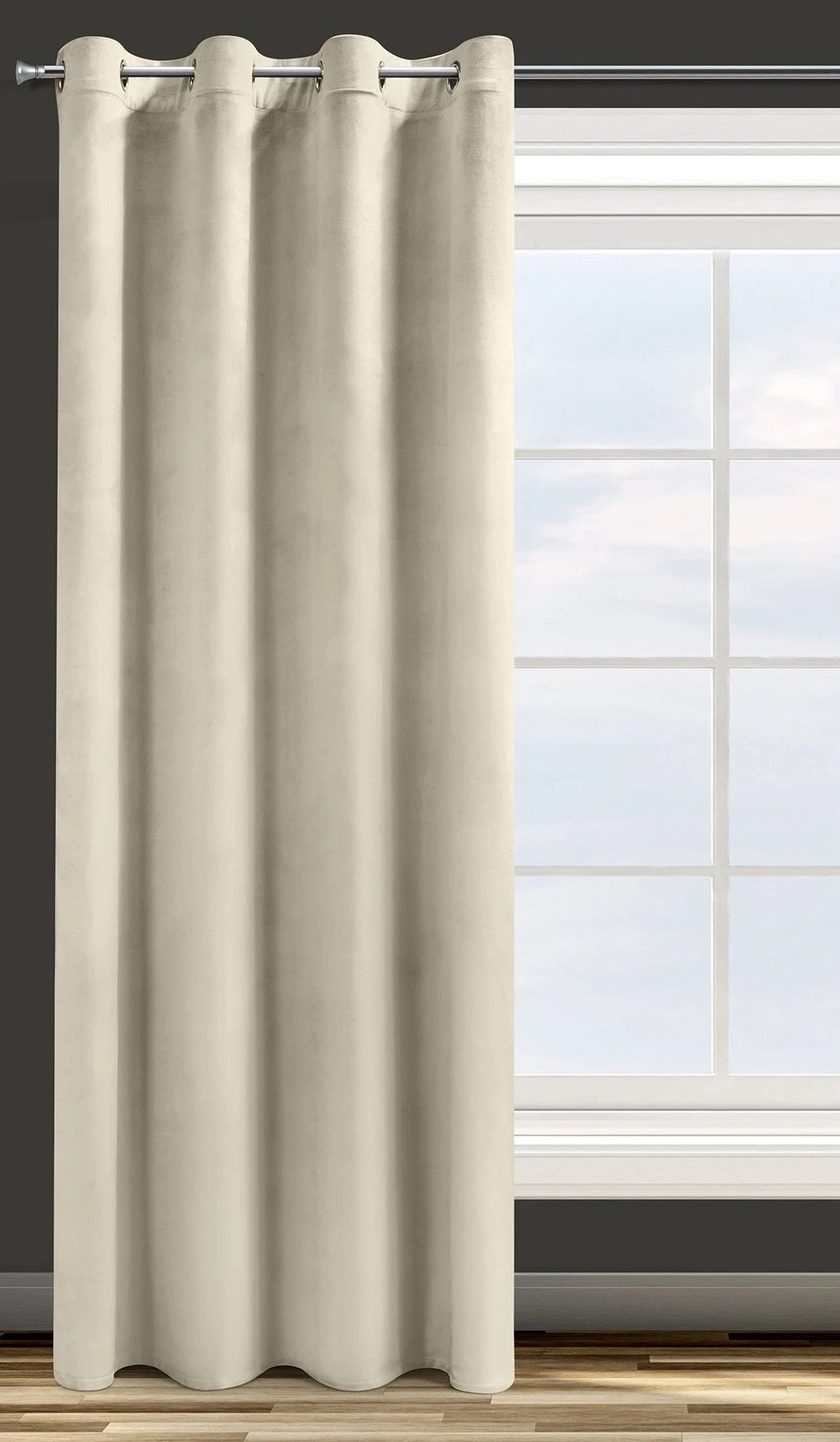 Design91 Rosa Soft Velvet Curtain Plain Opaque with Eyelets 1 Unit, Moell...