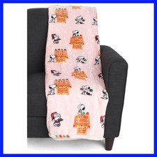 Peanuts Gang Christmas Throw Blanket Pink - Gingerbread Houses, Throw 50x70