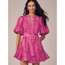 Farm Rio for Anthropologie Boho Feminine Tropical Floral Mini Dress Extra XS