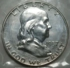 1957 Deep Cameo Proof Franklin Silver Half Dollar Rare Old US Coin in Mint Cello