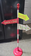 Christmas North Pole Metal Sign Post