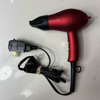 BaByliss PRO TT Folding Travel Dryer w/Nozzle Compact Tourmaline Titanium 1500