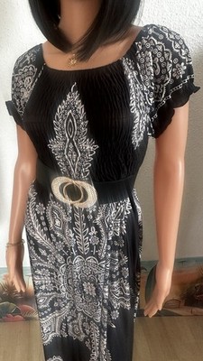 Mandala # Maxikleid # Gr. M / L # black & white # Carmen # Ethno #  Off-Shoulder