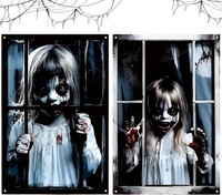 Halloween Fensterbilder 2Er Set 80X120 Cm Horror Deko Stoff FüR Fenster