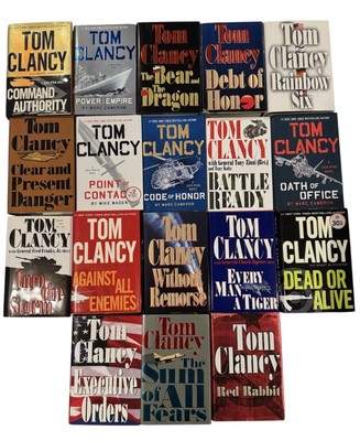 Tom Clancy lot of 18 books, various Jack Ryan Series mostly first printing  HCDJ