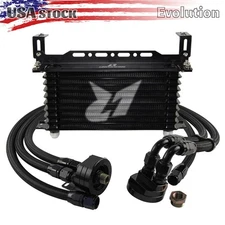 Universal 10 Row 10AN Oil Cooler with 3/4"-16 Single Oil Filter Relocation Kit