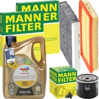 Mann Inspektionspaket+Total 0W-30 MotorÖL Passend FüR 1.3 Fiat 500 X 334 Jeep