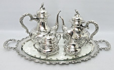 Kernst&uuml;ck mit Tablett Kaffee-Teegeschirr 925 Sterling 5 Teilig O.Wolter 3683 g.