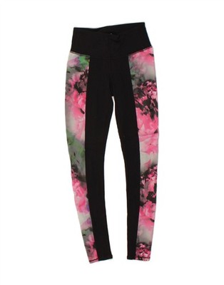 Athleta Damen High Waist Leggings UK 0 2XS schwarz Blumen Nylon AG08