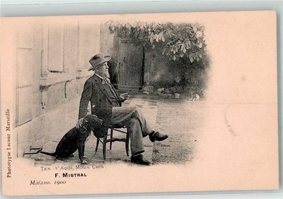 39433156 - Maiano Frederic Mistral with Dog Writer 1900