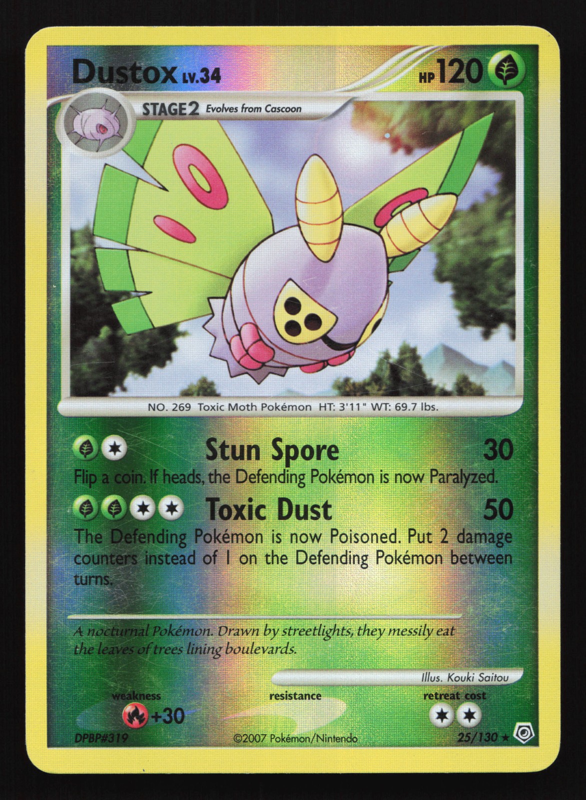 Dustox 25/130 Diamond & Pearl Reverse Holo Rare Pokemon Card