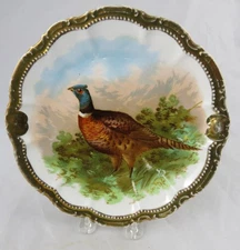 Hand Painted P.M. Bavaria Game Bird Plate 10" Porzellanfabrik Moschendorf