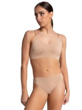 Capezio Women's Seamless Clear Back Bra With Transition Straps, Small, Nude 