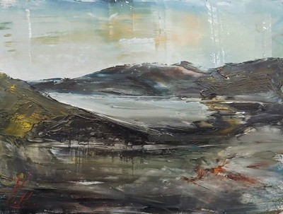 Neues walisisches Original zeitgenössisches abstraktes Impressionismus Landschaft Ölgemälde