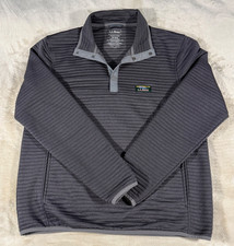 LL Bean Airlight Ribbed 1/4 Snap Medium Mens Slightly Fitted Grey Pullover EUC
