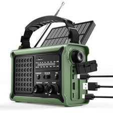 Emergency Weather Radio for Power Outages  Hurricanes, 12000mAh Green  Black
