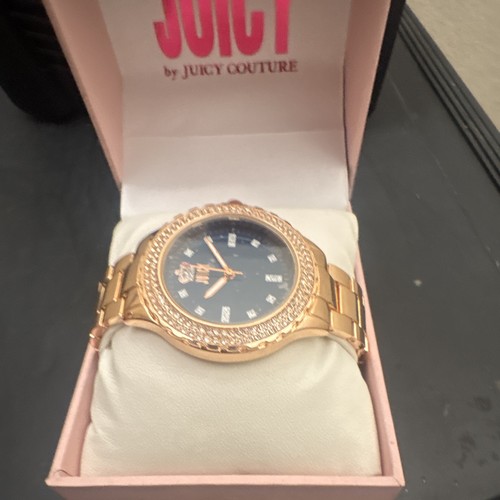 Juicy Couture Silver Crystal Bezel Watch Roman Dial Crown Bracelet New Open Box