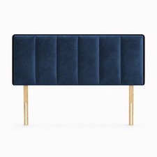 Image of Lines Headboard Plush Velvet Panelled Upholstered Headboard with Black Piping