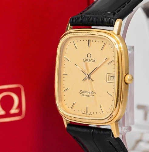 *Vintage 1984 w/Case Paper* OMEGA Seamaster Cal.1430 Quartz Date Gold 28mm Men's