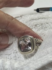 David Yurman Rare Sterling Silver Lavender amethyst 14mm Albion Ring 6.5