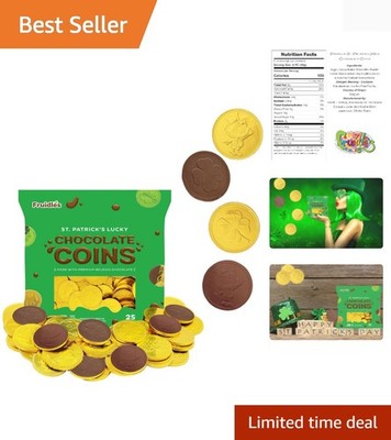 Delicious Belgian Milk Chocolate Coins - 25-Pack, Perfect for St. Paddy's Day