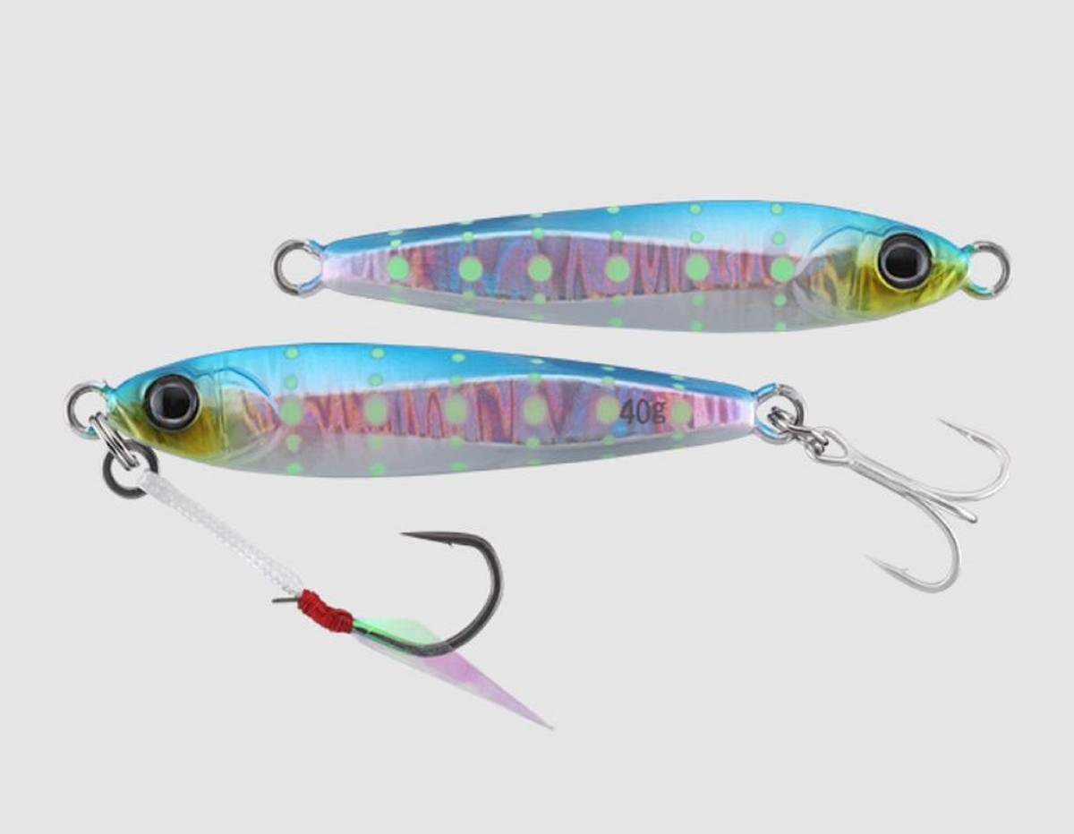 JACKALL - C14+ JACKALL Metal Jig Big Backer 10 Grams Blue Pinkglow Dot