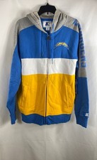 Starter Men's NFL Los Angeles Chargers Full Zip Hoodie Blue Yellow NWT Sz L