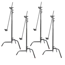 Matthews 40" C+ Stand with Turtle Base and Grip Head and Arm, Chrome, 4-Pack