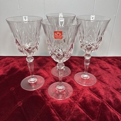 RCR Crystal Goblets Set of 4 Cristalleria Italiana Melodia Made In Italy