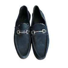 Gucci Mens Designer Navy Blue Suede Horsebit Loafers Size 11 Timeless Classic