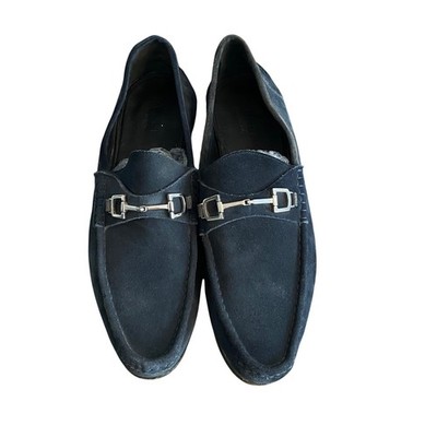 Gucci Mens Designer Navy Blue Suede Horsebit Loafers Size 11 Timeless Classic